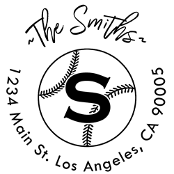 Baseball Outline Letter S Monogram Stamp Sample